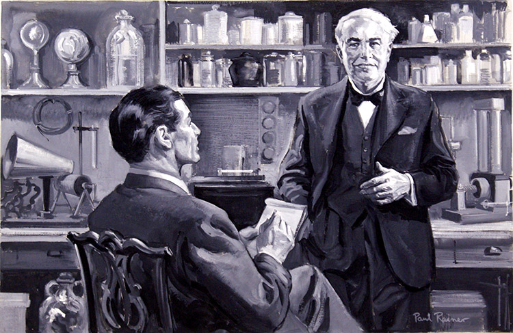 Thomas Edison (Original) (Signed) by Paul Rainer Art at The Illustration Art Gallery