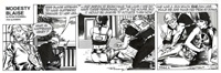 Modesty Blaise daily strip #9944a - Plague Bombs as Shields (Original) (Signed)