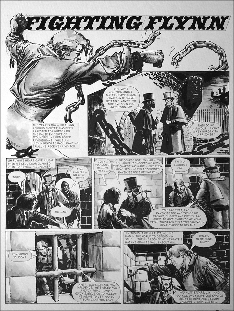 Fighting Flynn - Escape (TWO pages) (Prints) art by Carlos Roume Art at The Illustration Art Gallery