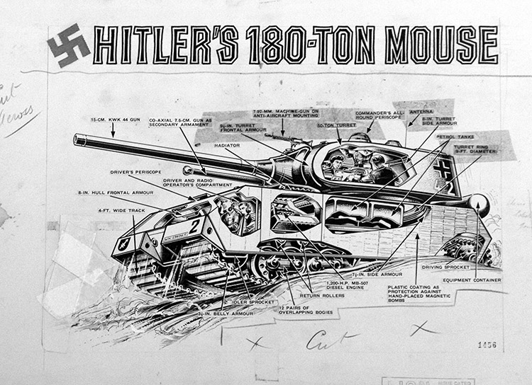 Hitler's 180-Ton Mouse (Original) by Peter Sarson Art at The Illustration Art Gallery