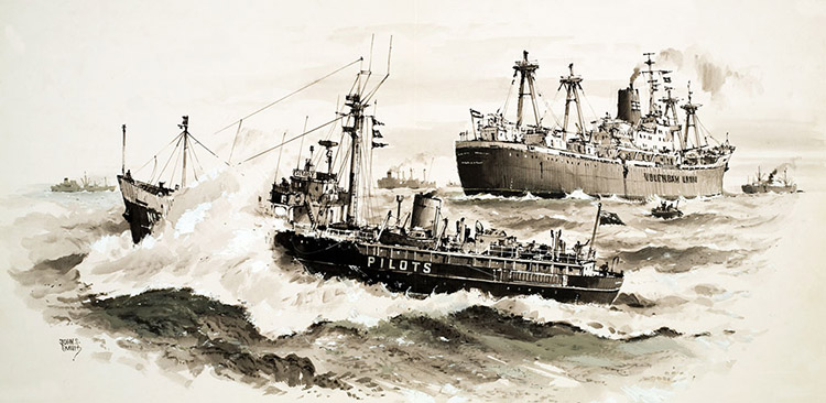 The Pilot Boat at Work (Original) (Signed) by John S Smith Art at The Illustration Art Gallery