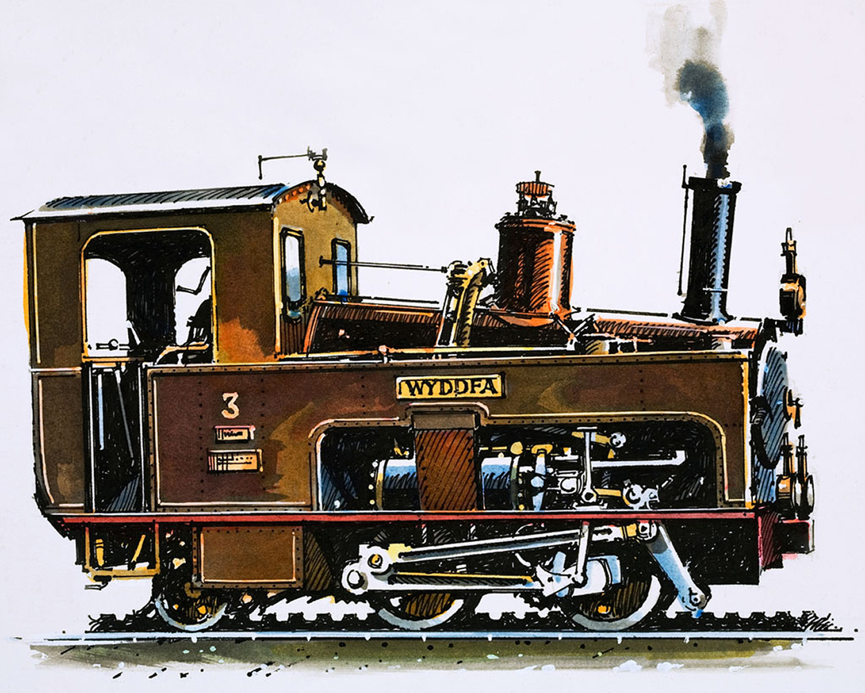 Locomotive of the Snowdon Mountain Railway (Original) art by John S Smith Art at The Illustration Art Gallery