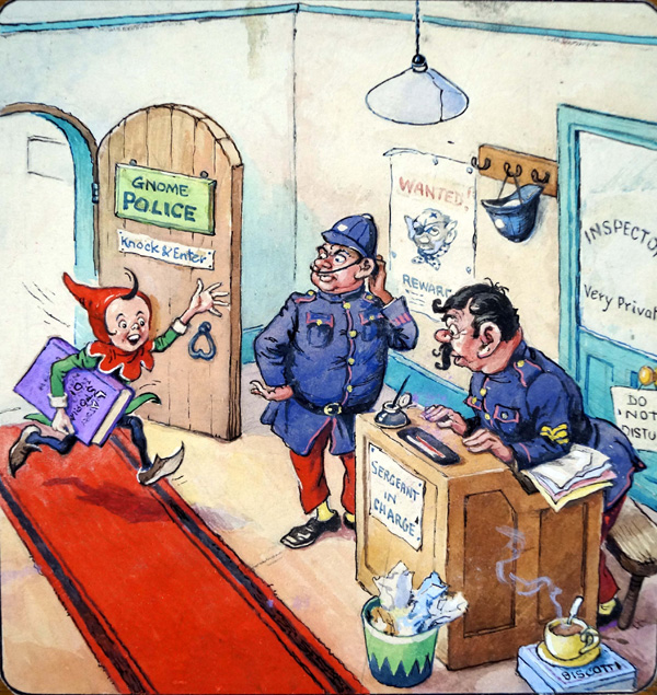 Norman Gnome: At The Police Station (Original) by Geoff Squire Art at The Illustration Art Gallery