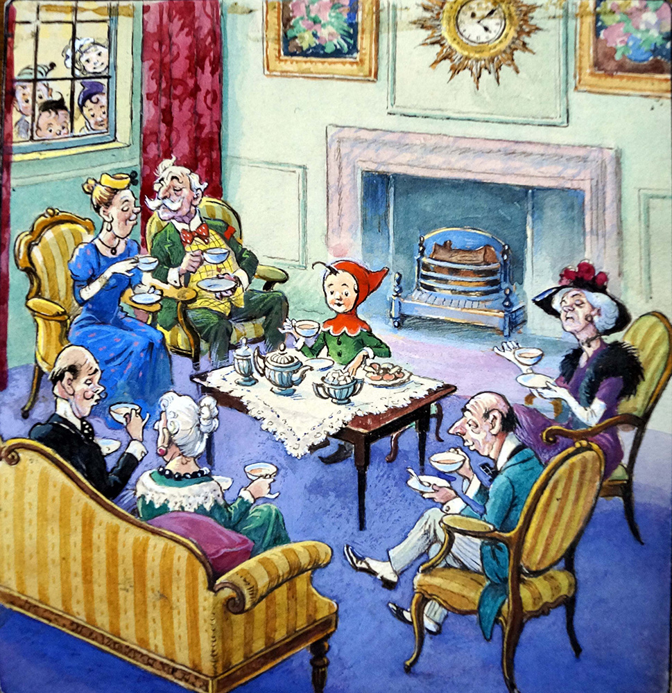 Norman Gnome: Tea Party (Original) art by Geoff Squire Art at The Illustration Art Gallery