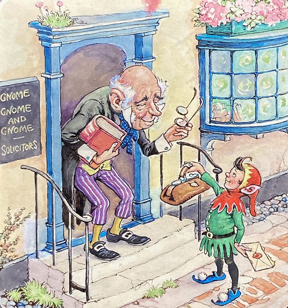 Norman Gnome visits a Solicitor (Original) art by Geoff Squire Art at The Illustration Art Gallery