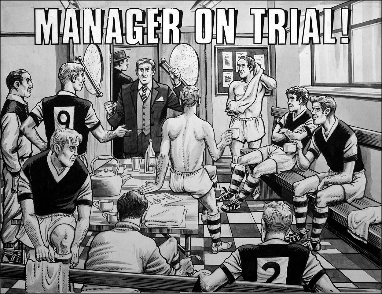 Manager On Trial - Football Story (TWO illustrations) (Originals) art by Bert Vandeput Art at The Illustration Art Gallery