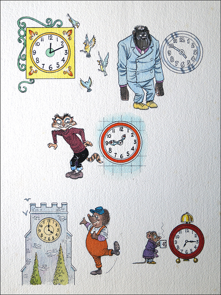 What Time Is It (TWO pages) (Originals) art by Peter Woolcock Art at The Illustration Art Gallery