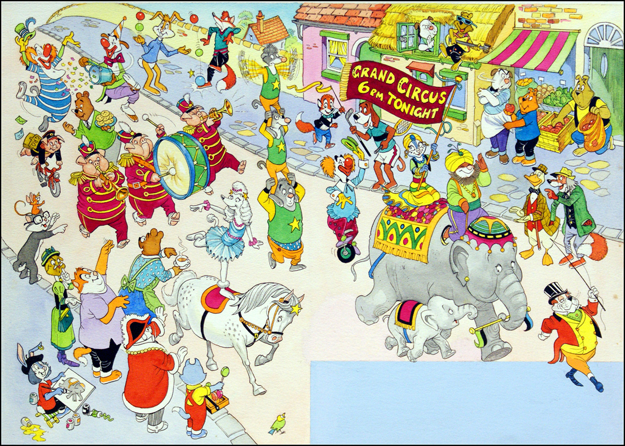 Circus On Parade (Original) art by Peter Woolcock Art at The Illustration Art Gallery