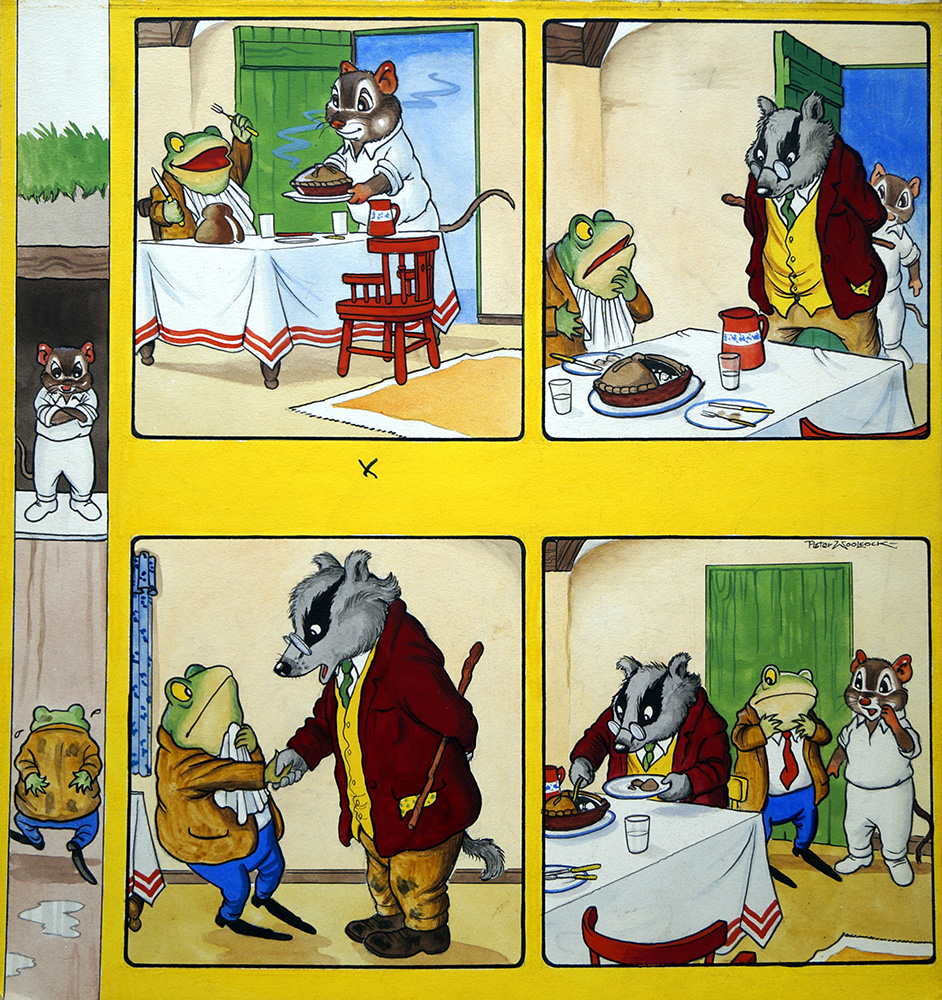 The Wind In The Willows: Mr Toad's Dinner (Original) (Signed) art by Wind in the Willows (Woolcock) at The Illustration Art Gallery