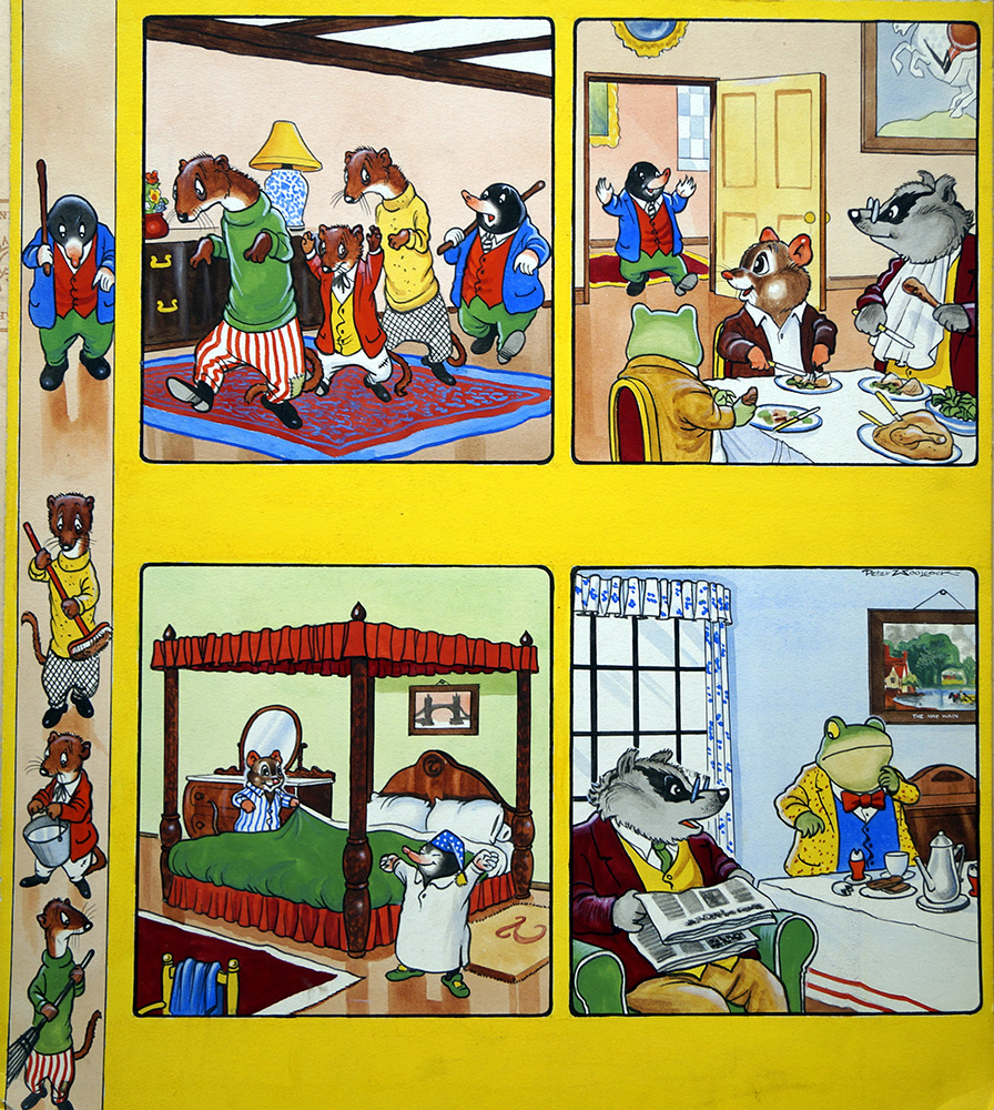 The Wind In The Willows: Mole Rounds Up The Weasels (Original) (Signed) art by Wind in the Willows (Woolcock) at The Illustration Art Gallery