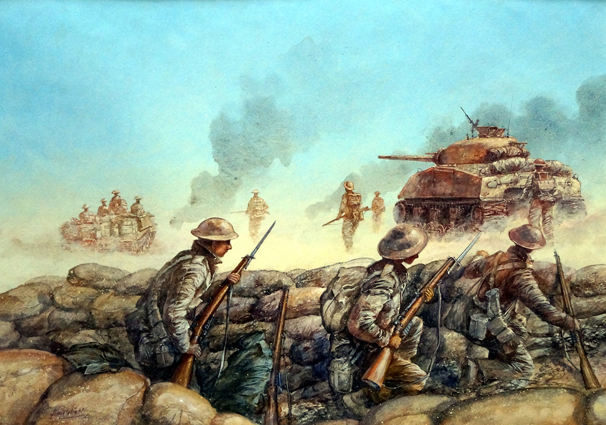 El Alamein book cover art (Original) (Signed) art by Paul Wright Art at The Illustration Art Gallery